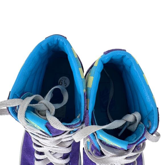 Vans Old Skool Checkers‎ Hi-Top Sneakers Shoes Womens US 6.5 Purple White 500714 - Picture 12 of 14